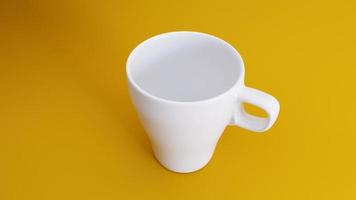 White cup on a yellow background photo