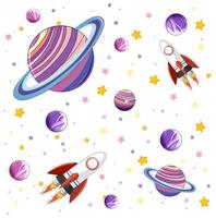 Colorful galaxy space and planets set vector