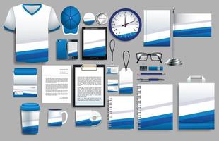 Set of Blue and White Elements with Stationery Templates vector