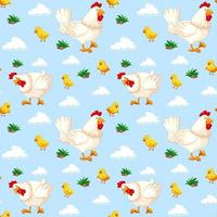 Seamless pattern with chickens in sky vector