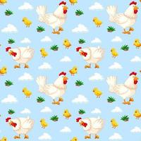 Seamless pattern with chickens in sky vector