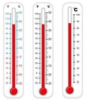 termómetros con diferentes grados vector