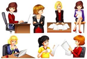 conjunto de mujeres trabajadoras de oficina
