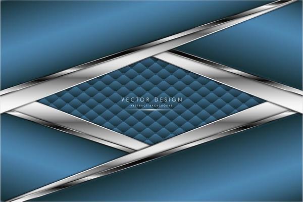 Metallic angled blue and silver panels with upholstery texture