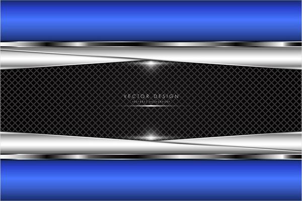 Metallic blue border and silver angled plates over grate texture