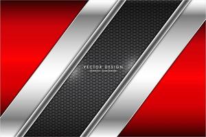 Metallic angled red and silver panels over grate texture vector