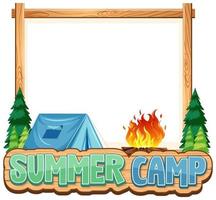 Border template design with tent and campfire vector