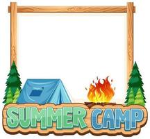 Border template design with tent and campfire vector