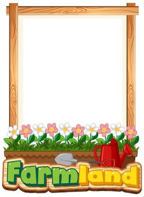 Border template design with flowers in garden