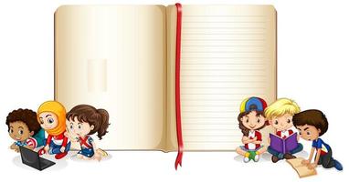 Notebook design with happy kids  vector