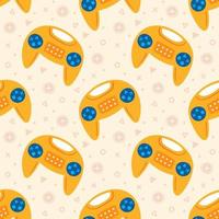 Cute yellow joysticks flying seamless pattern