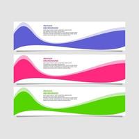 Abstract bright wave shape banner in three colorways vector