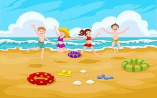 Children at the Beach vector