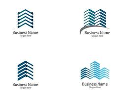 Blue line real estate icon set vector