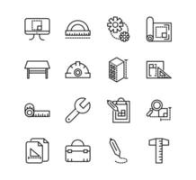 conjunto de iconos de línea de arquitectura y construcción vector