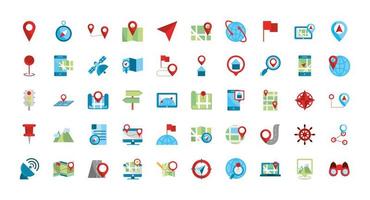 Map and GPS icon set vector