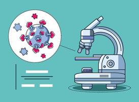 investigación de microscopio de laboratorio y coronavirus vector