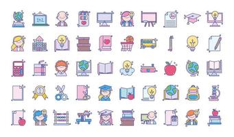 Education, university and school icons set vector