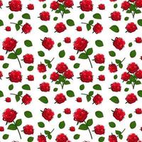patrón con lindas rosas rojas y hojas vector