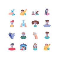 Icon set with methods of prevention of coronavirus infection vector