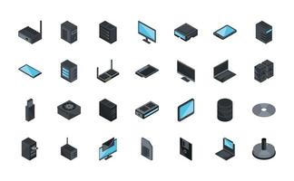 Technology and internet icons set vector