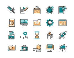 Assorted web development line art icons  vector