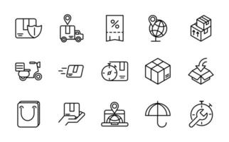 paquete de iconos de vector de logística y entrega