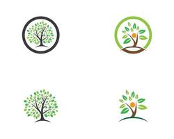 Tree round nature logo icon set vector