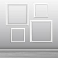 marcos de cuadros en blanco colgando de una pared vector