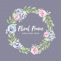 Tender Rose Wreath In Watercolor Style vector