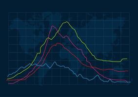 gráfico en el fondo del mapa del mundo vector