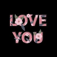 Love You flower letters vector