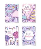 Happy birthday greeting cards template vector