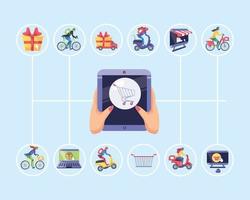 Icons set of online shopping vector