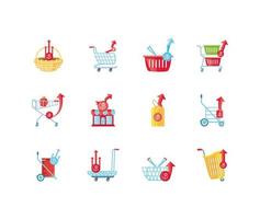 Icons set of increasing food prices vector