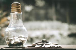 Coin stacks in light bulb photo