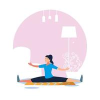 Young woman doing exercises in her home vector