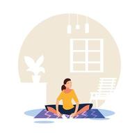 Woman doing exercises at her home vector