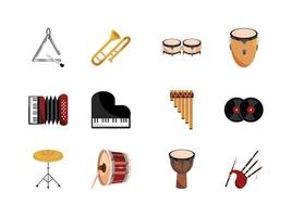 Musical instruments icon set vector