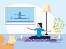 Scene of woman in home workout vector