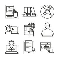 Distance education and online courses icon set vector