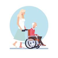 Woman taking care of an old man vector