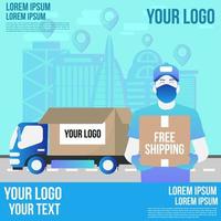 Online truck delivery service concept vector
