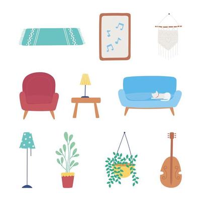 Home furniture icon set