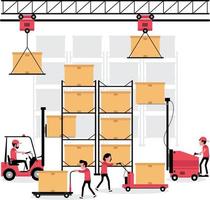 Logistic business feature a people is working in factory, warehouse vector