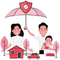House and car insurance vector