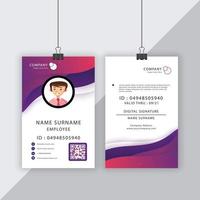 ID card with flowing purple gradient shapes on white vector