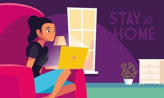 Stay at home awareness and a woman in home office