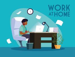 Male freelancer working remotely from home vector