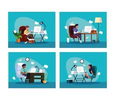 People working from home vector